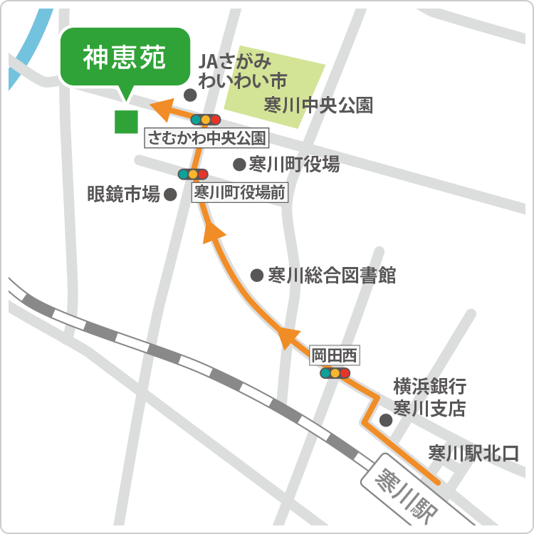 寒川駅からのルート案内図